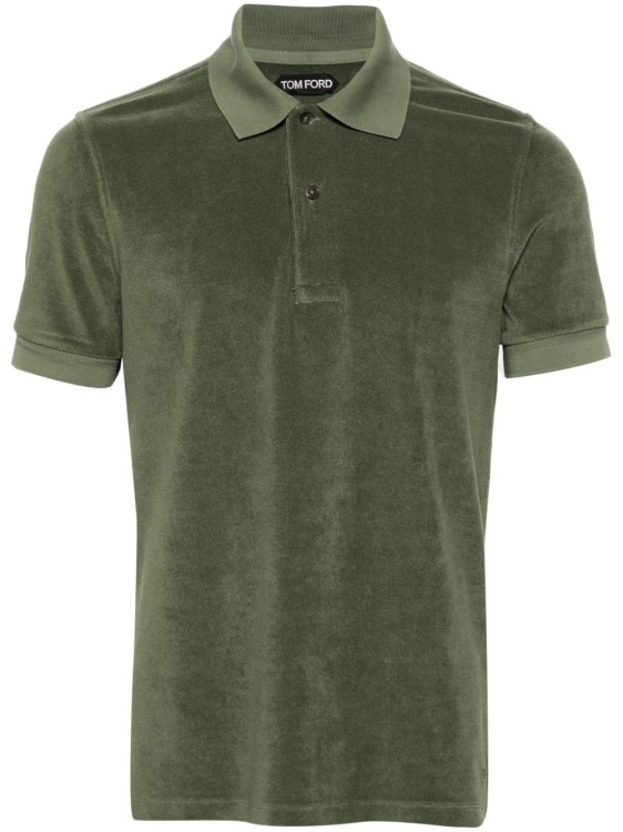 TOM FORD GREEN TOWELING-FINISH POLO SHIRT