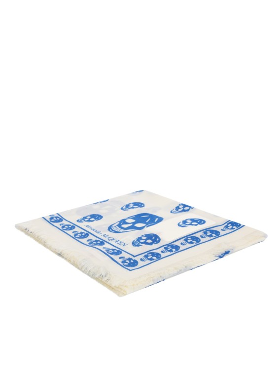 Shop Alexander Mcqueen Blue Foulard With Iconic Print