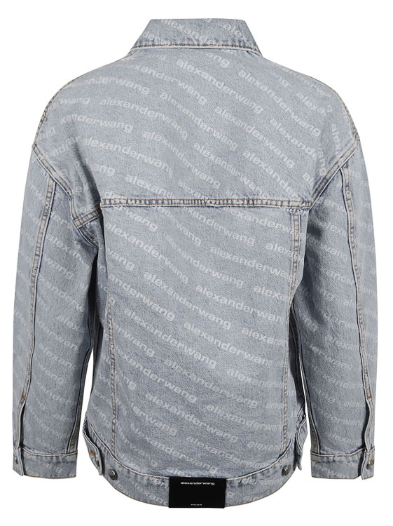Shop Alexander Wang Blue Cotton Falling Back Logo-print Denim Jacket