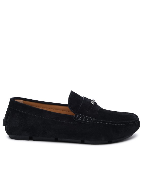 Shop Versace Black Suede Loafers