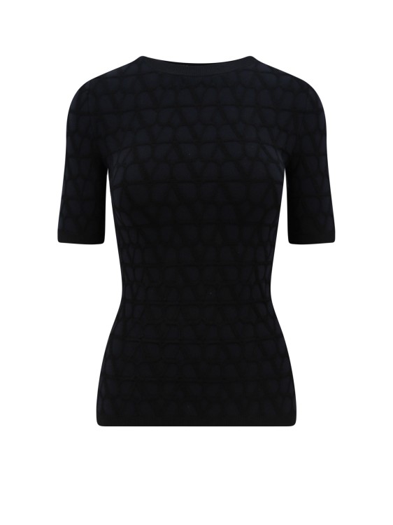 Valentino Viscose Sweater With Toile Iconographe Motif In Black
