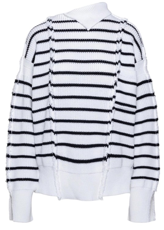 Shop Marni Stripe Cotton Pullover In White
