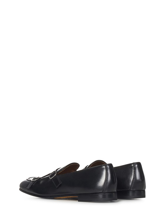 Shop Doucal's Black Leather Double-buckle Loafers