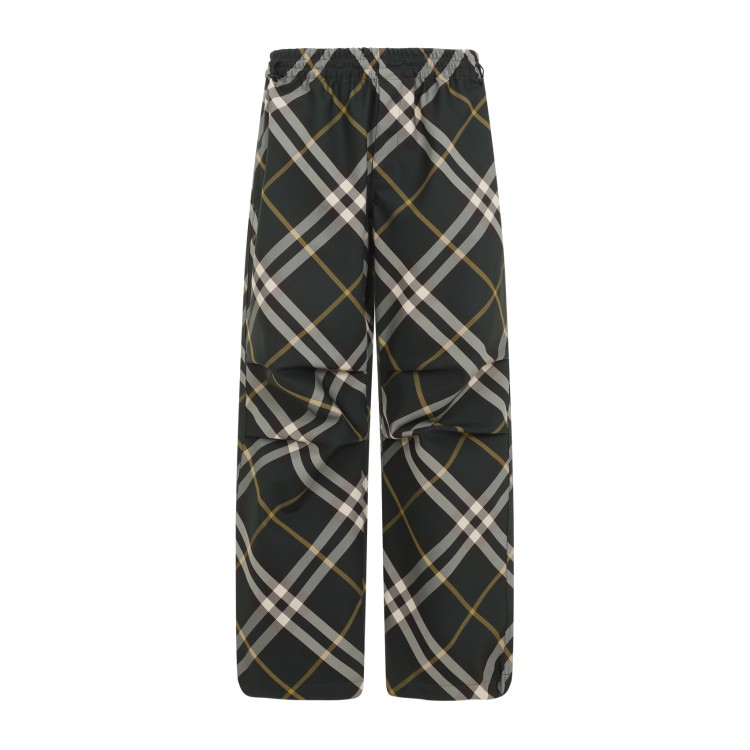 Burberry Men's Check Pattern Trousers With Elastic Waist And Drawstring In Black