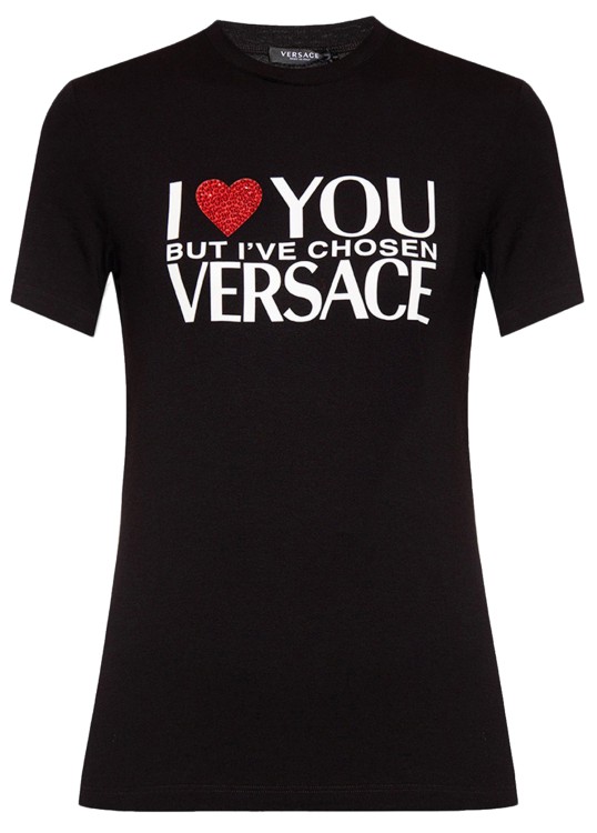 Shop Versace Black Printed Logo T-shirt