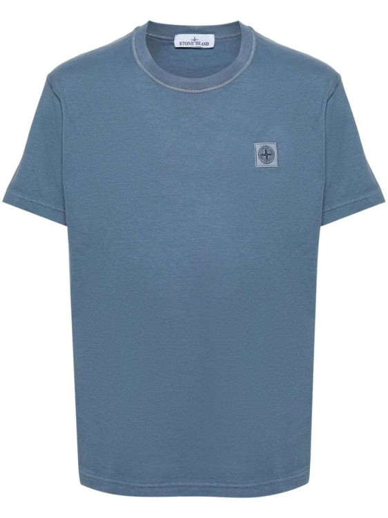 Shop Stone Island Blue Logo-patch Cotton T-shirt