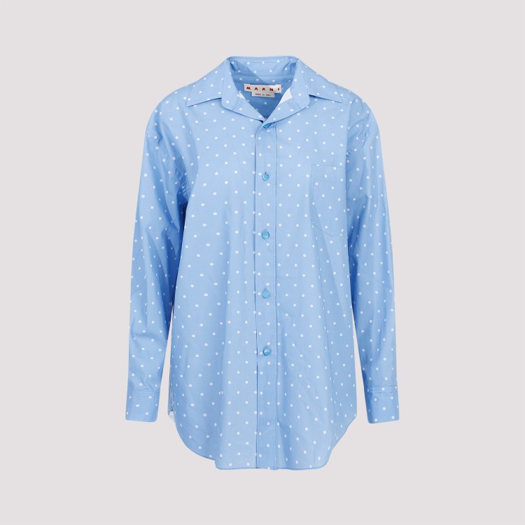 Shop Marni Iris Blue Cotton Shirt