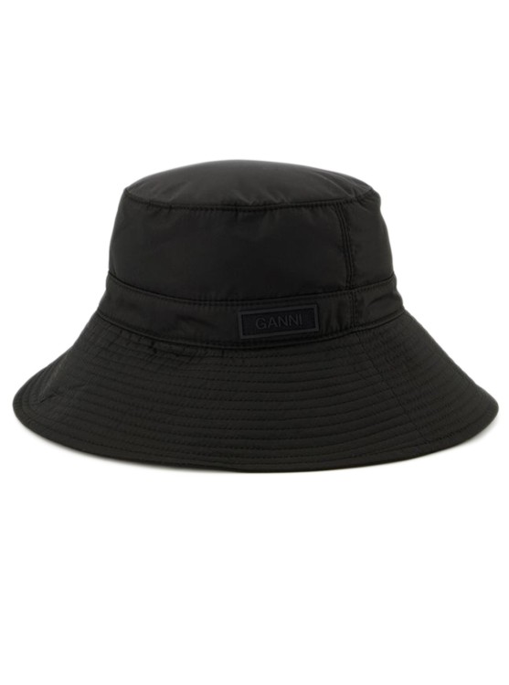 Ganni Recycled Tech Fabric Bucket Hat In Black