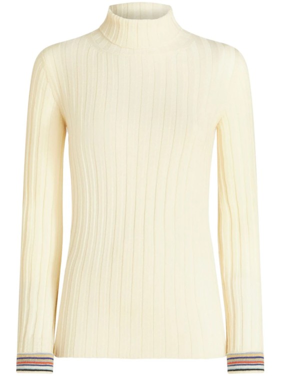 Etro Polo Neck Wool Jumper In White