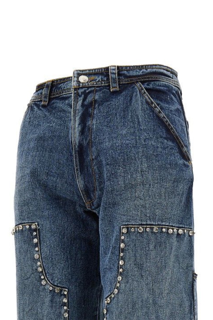 Des Phemmes Studded Detail High-waisted Denim Jeans With Flattering Fit In Blue