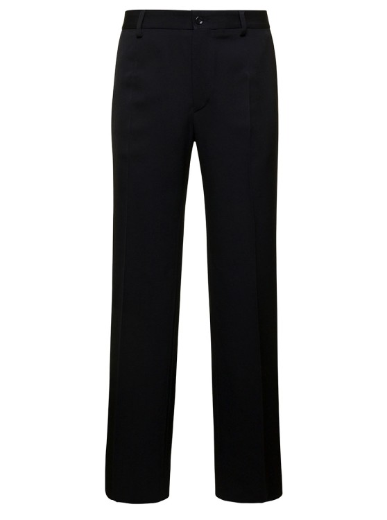 Shop Dolce & Gabbana Black Straight Pants With Welt Pockets In Wool