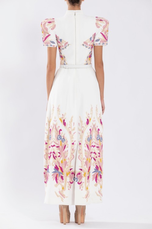 Saiid Kobeisy Crepe Dress With Abstract Beading In Pink