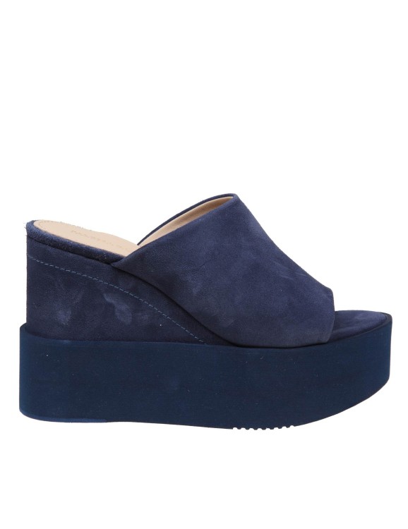 Paloma Barceló Gin Mules In Blue Suede In Black