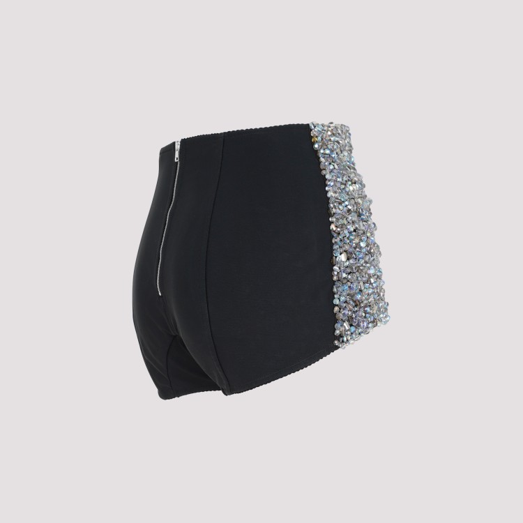 Shop Dolce & Gabbana Embroidered Crystals Shorts In Grey