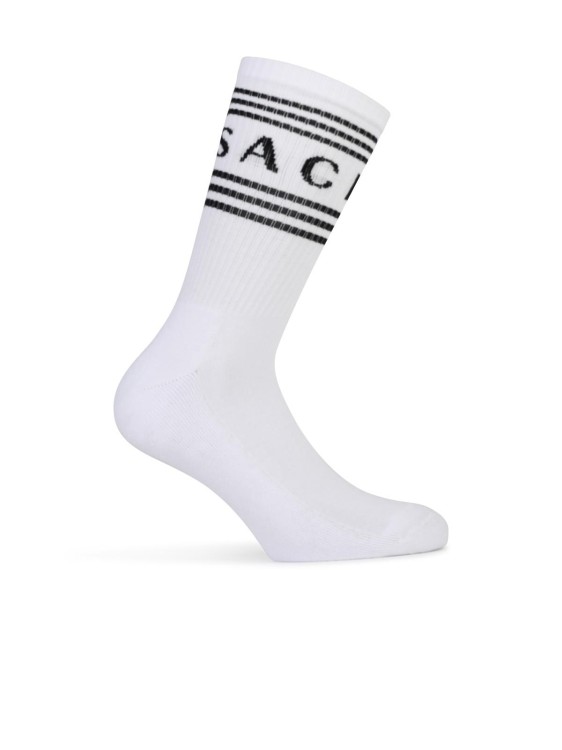 Versace White Cotton Socks In Red