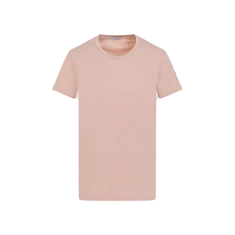 Shop Moncler Light Pink Cotton T-shirt With Logo In Neutrals