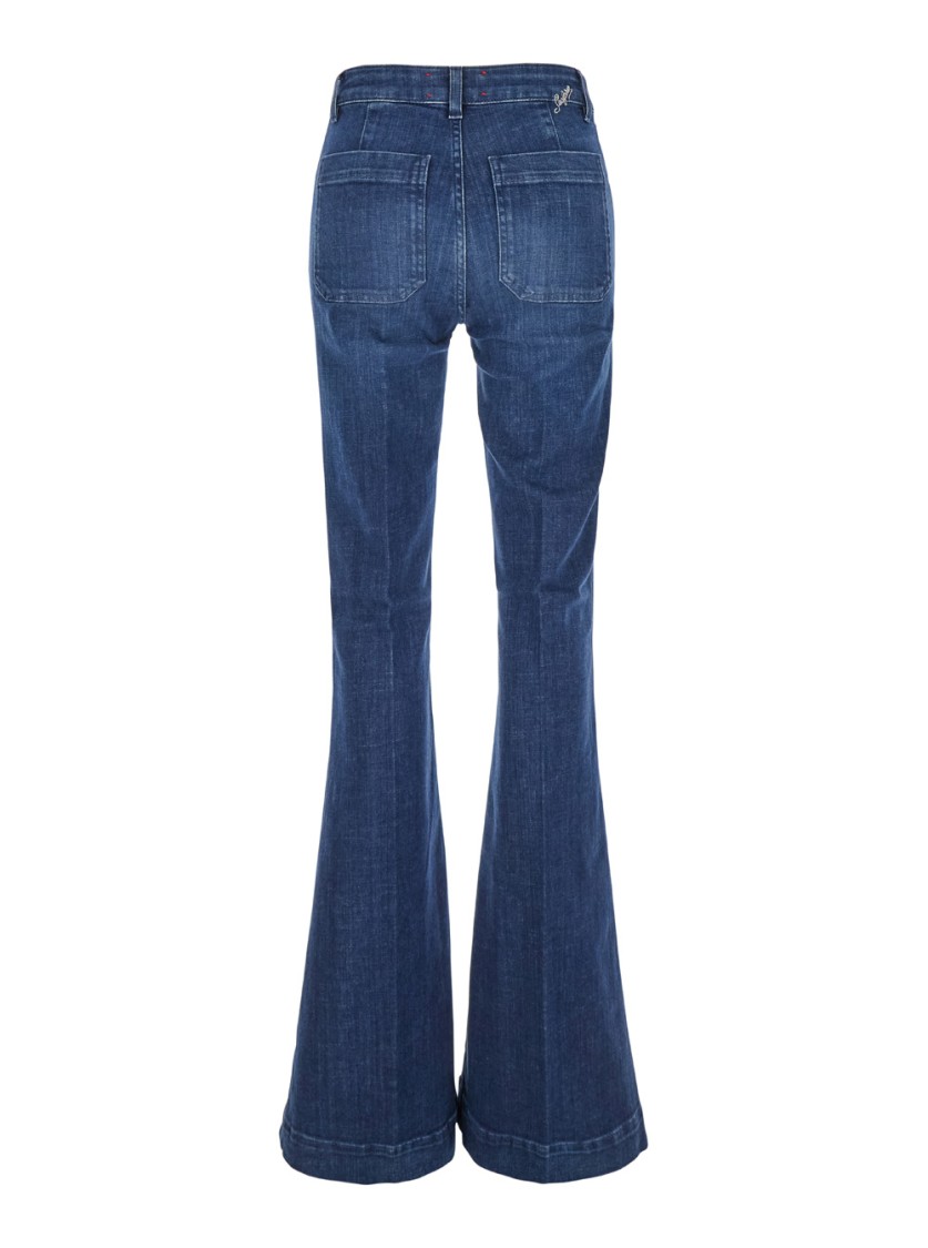 Seafarer 'delphine' Light Blue Flared Jeans With Belt Loops And Logo Lettering On The Rear In Blue