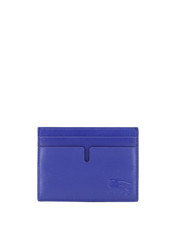 Shop Burberry Leather Card Holder In Blue