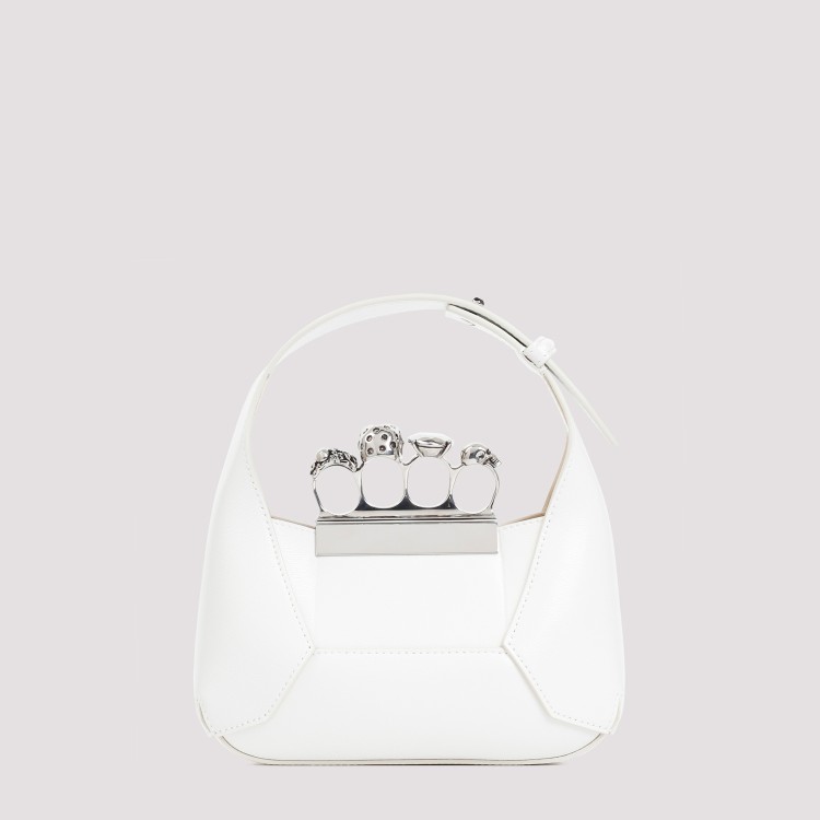 Shop Alexander Mcqueen Soft Ivory Leather Jewelled Hobo Mini Bag In White