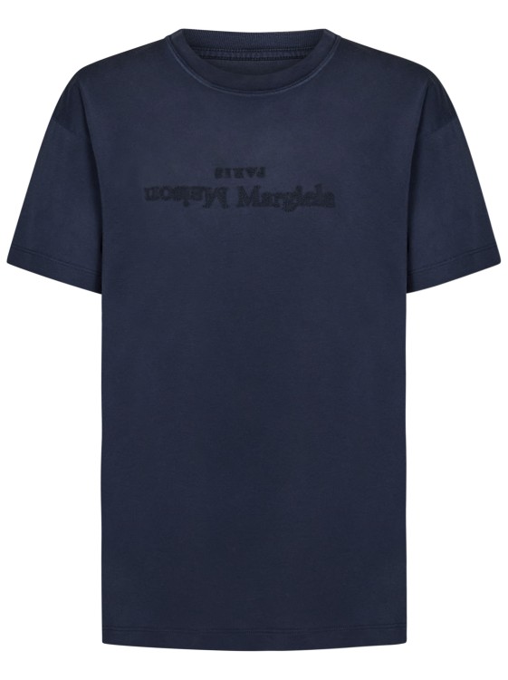 Shop Maison Margiela Blue Washed Cotton Jersey T-shirt