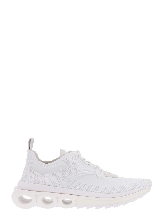 Shop Ferragamo Nylon Sneakers With Iconic Gancini Sole In White