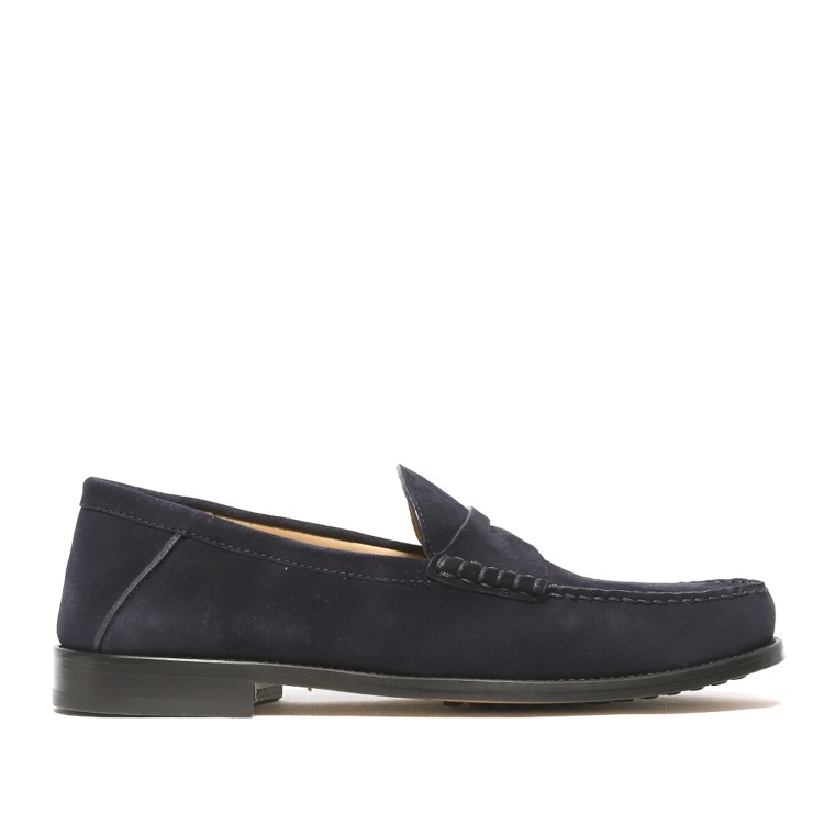 Rossano Bisconti Moccasin In Soft Navy Blue Suede In Black