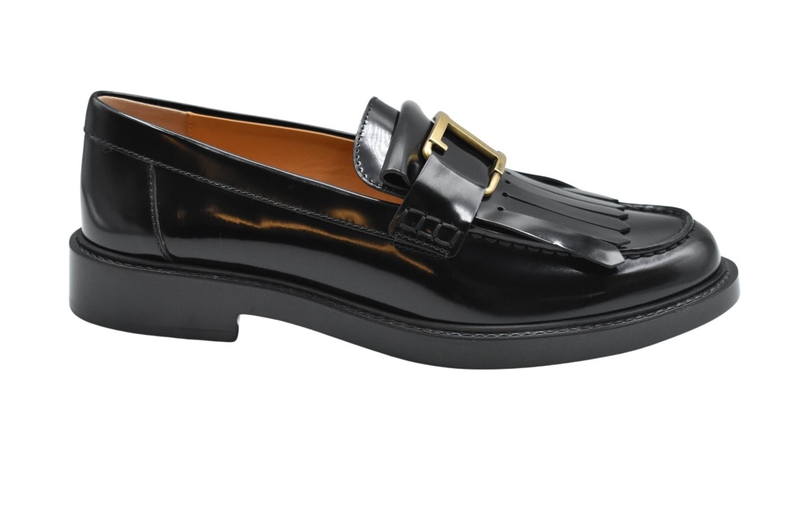 Tod's Black Leather Loafers In Black