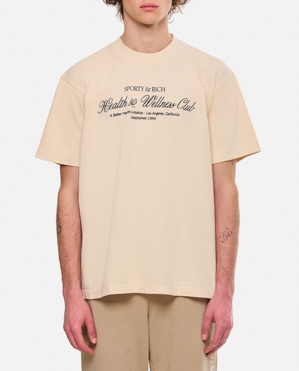 Shop Sporty And Rich H&w Club Cotton T-shirt In Brown