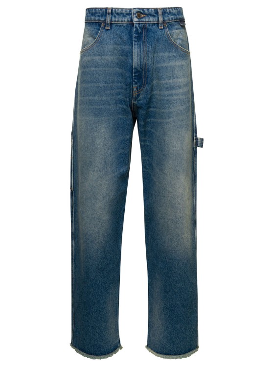 Shop Darkpark Blue Denim Straight Leg Cut Jeans In Cotton