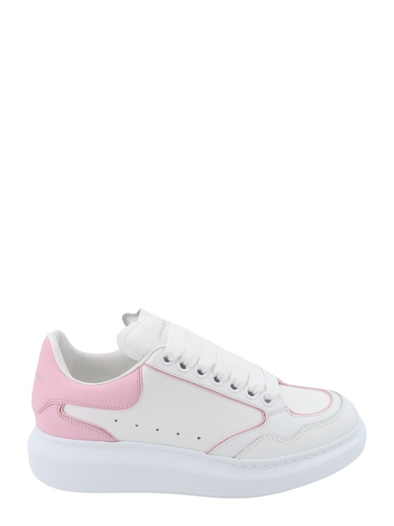 Shop Alexander Mcqueen Leather Sneakers With Logo Detail In White