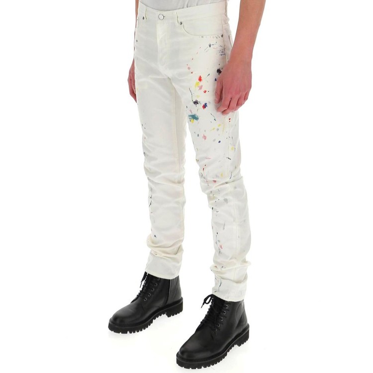 Shop Dior Paint Splash Slim Jeans In White