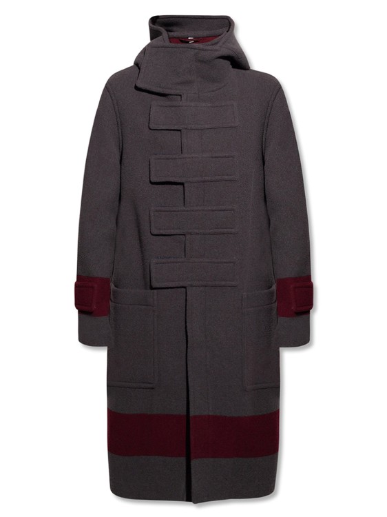 Shop Burberry Wool Hooded Coat In Grey