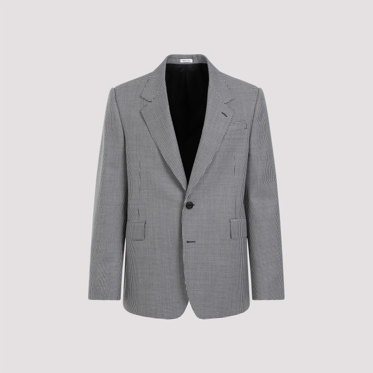 Shop Alexander Mcqueen Black White Wool Jacket In Grey