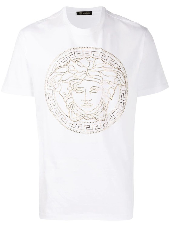 Shop Versace White Medusa T-shirt With Gold Studs