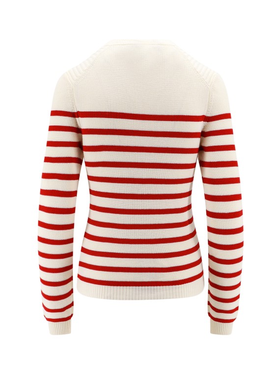 Shop Semi-couture Cotton Sweater With Striped Motif In White