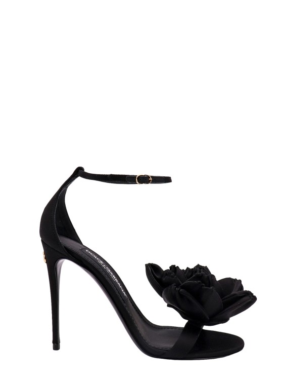 Shop Dolce & Gabbana Black Satin Sandals With Floreal Application