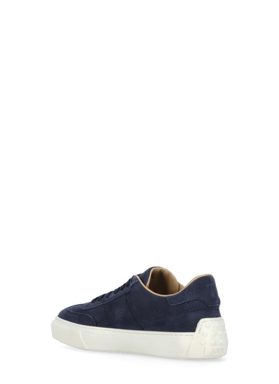 Shop Tod's Blue Pebbled Leather Sneakers In Black