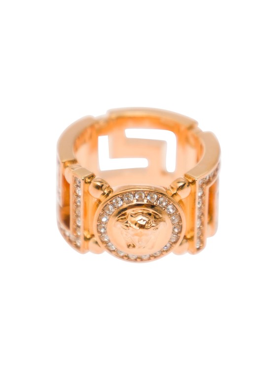 Shop Versace Ring Metal Strass In Not Applicable