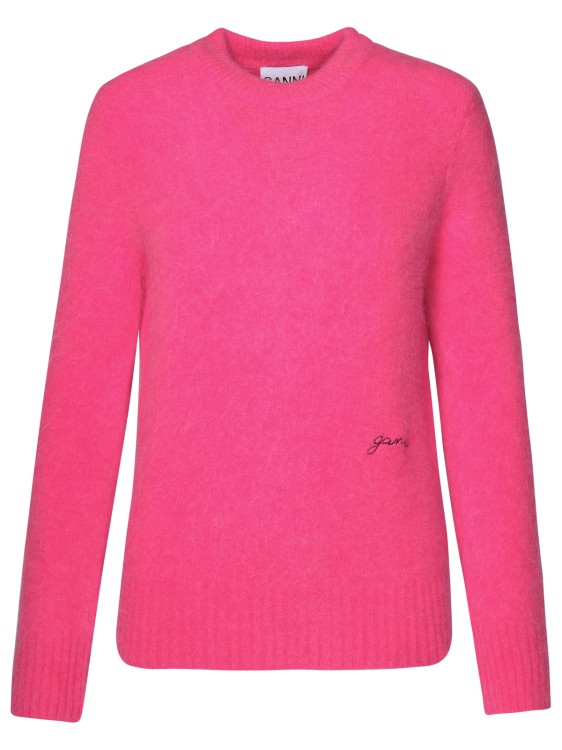 Shop Ganni Fuchsia Alpaca Blend Sweater In Pink