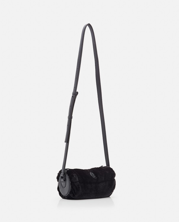 Shop Moncler Black Removable Leather Shoulder Strap Bag In Red