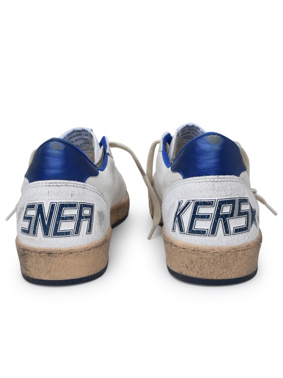 Golden Goose Ball Star Sneakers In White Nappa Leather With Light Blue Laminated Leather Star And Heel Tab In White