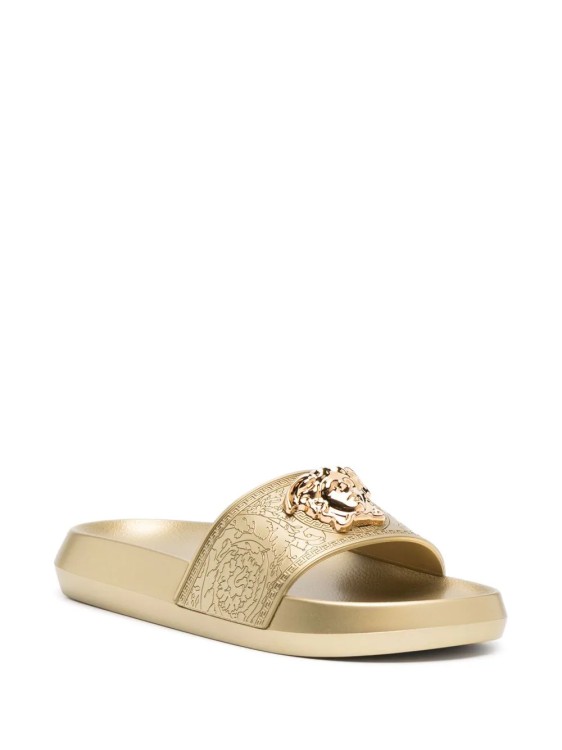Shop Versace Gold Palazzo Slippers In Neutrals
