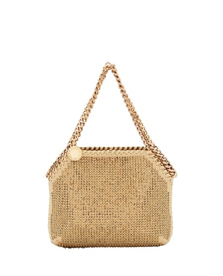 Stella Mccartney Mini All Over Crystals Shoulder Bag In Gold