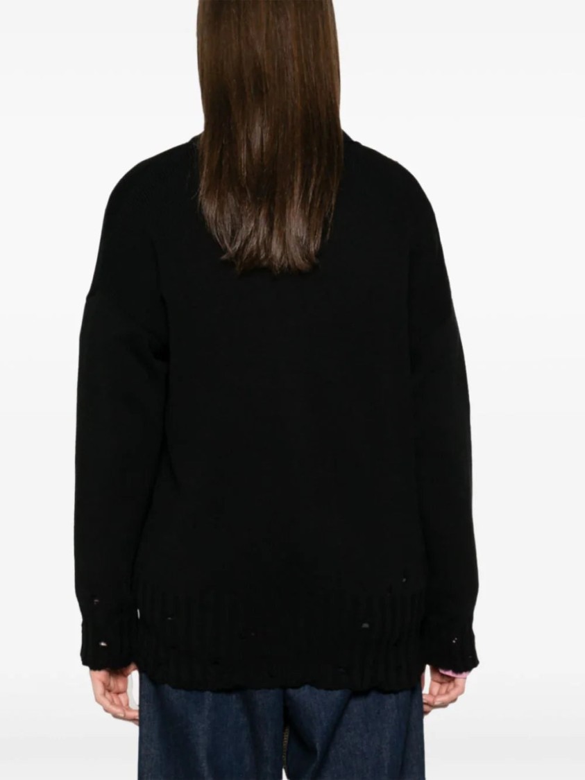 Shop Marni Dishevelled Cotton Cardigan In Black