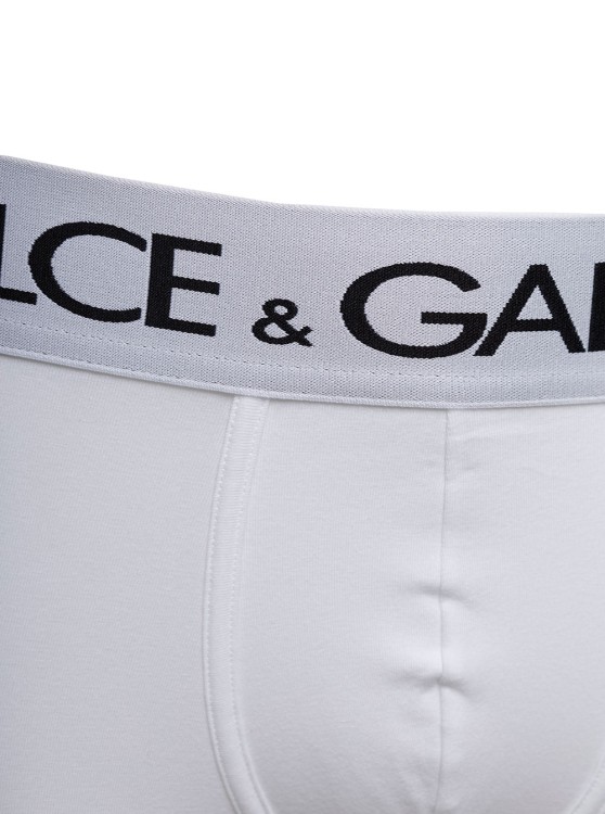 Shop Dolce & Gabbana White Boxer Briefs With Branded Waistband In Stretch Cotton
