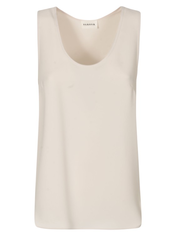 Shop P.a.r.o.s.h White Panty Scoop Neck Top