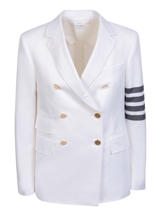 Thom Browne Double-breasted Cotton Fabric Jacket In White