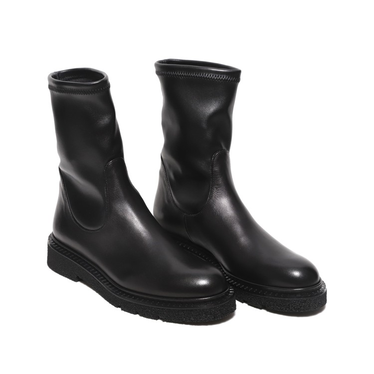 Guglielmo Rotta Ankle Boot In Stretch Black Nappa Leather In Black