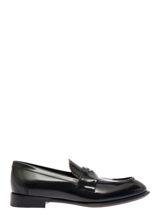 Shop Alexander Mcqueen Black Leather Loafers With Logo