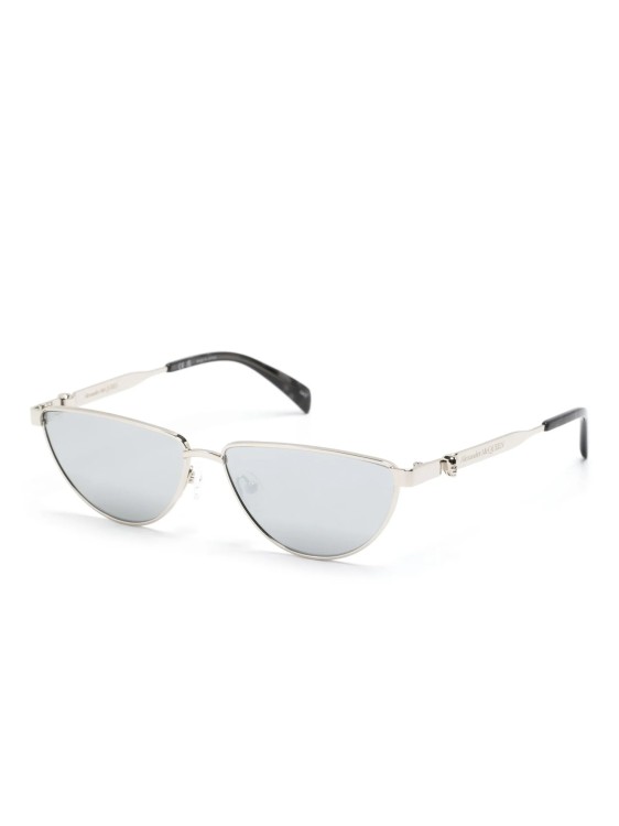 Shop Alexander Mcqueen Silver Cat-eye Sunglasses In White